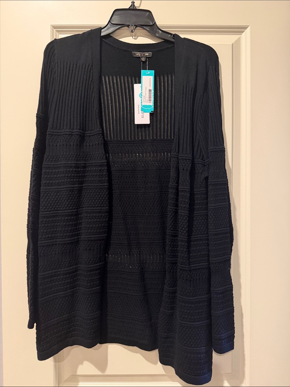 Open-Front Black Knit Cardigan Sweater